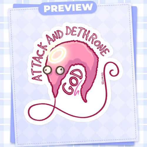 Worm on a String Attack and Dethrone God Glossy Sticker