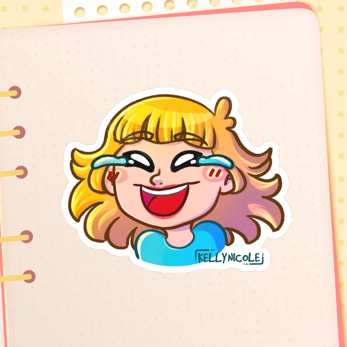 Kelly Nicole Laugh Emote Glossy Sticker