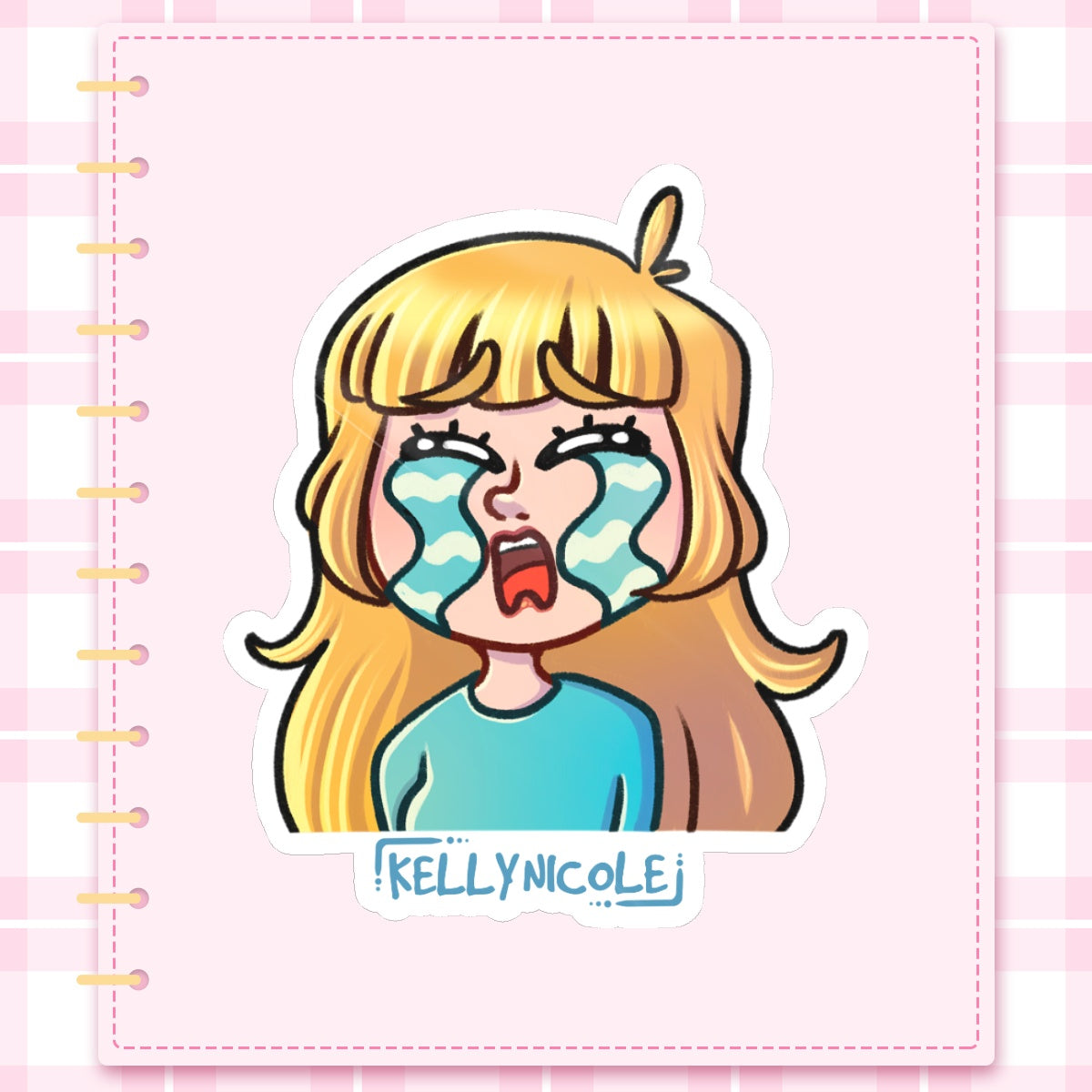 Kelly Nicole Cry Emote Glossy Sticker