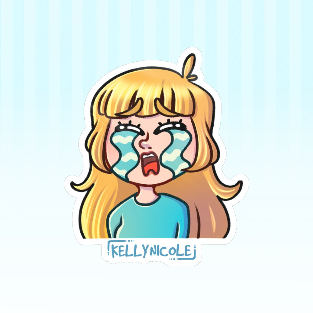 Kelly Nicole Cry Emote Glossy Sticker
