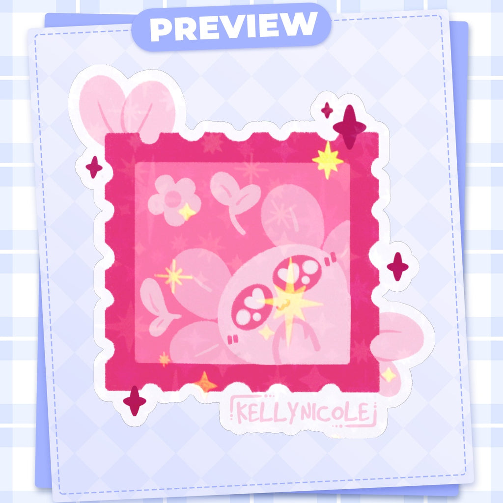 Spud the Axolotl Stamp HoloStar Sticker