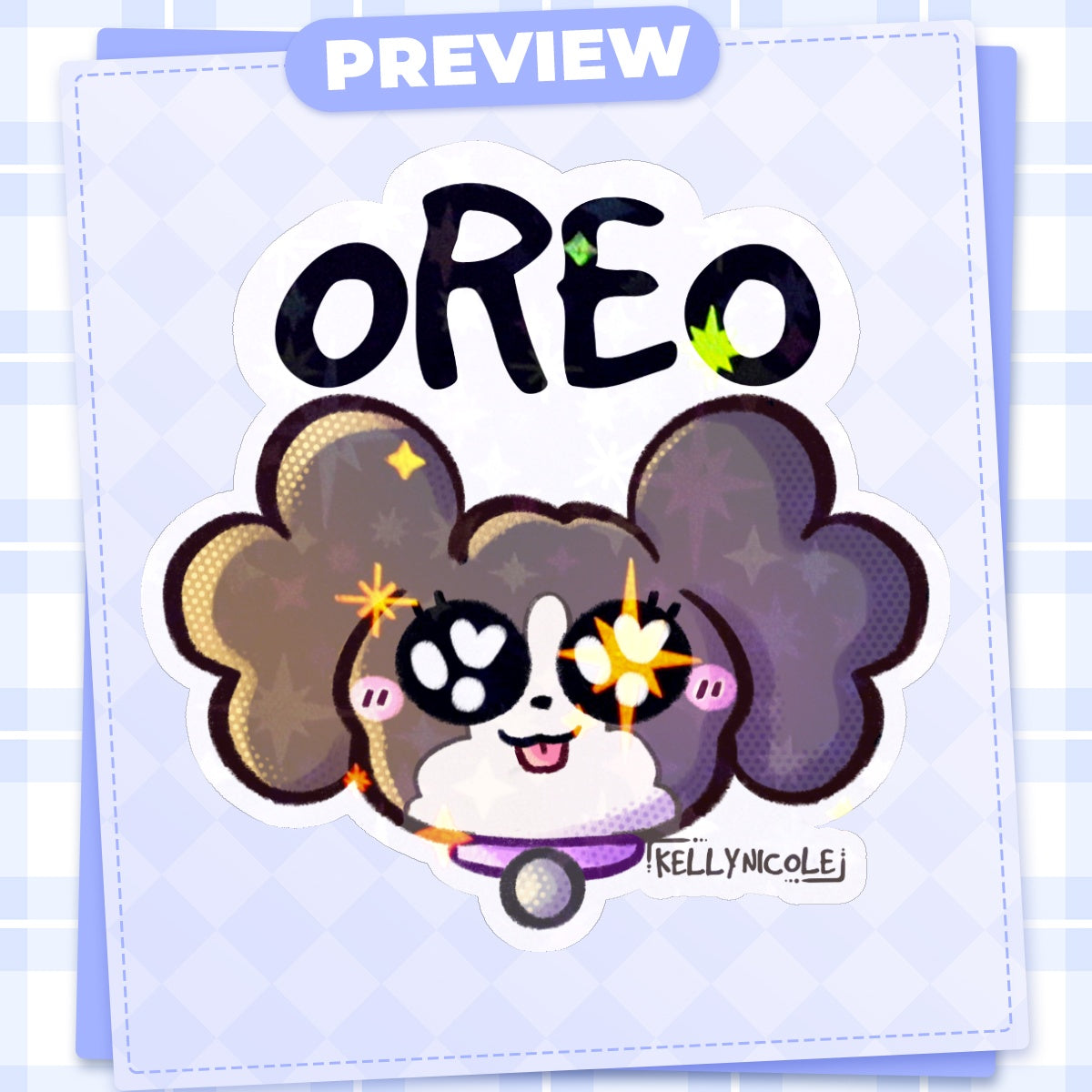 Oreo Puppy Emote HoloStar Sticker