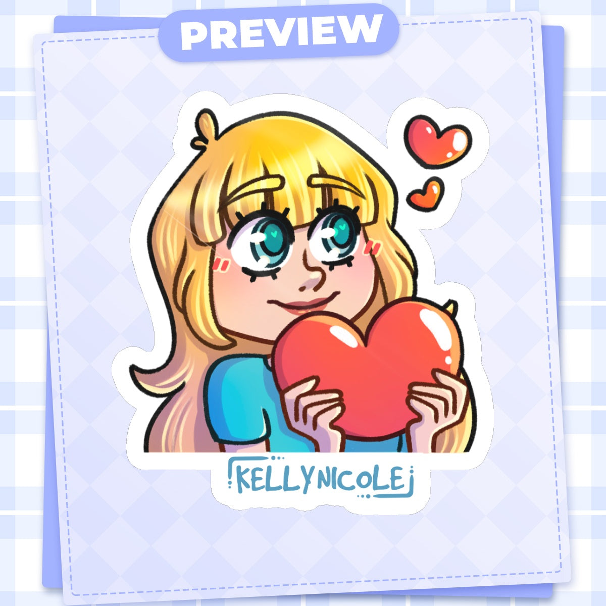 Kelly Nicole Heart Emote Glossy Sticker