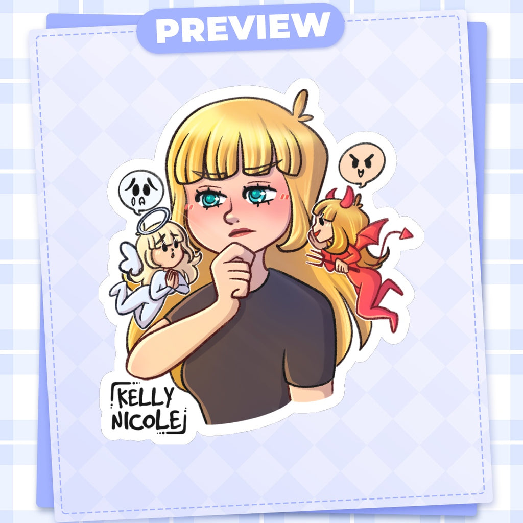 Devil Angel, Kelly Nicole Glossy Sticker