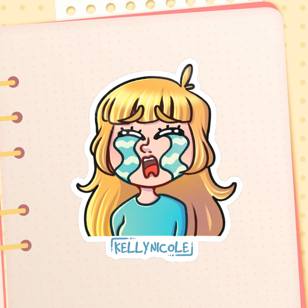 Kelly Nicole Cry Emote Glossy Sticker