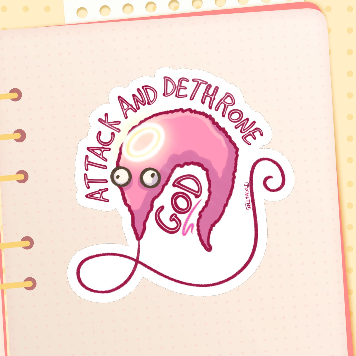 Worm on a String Attack and Dethrone God Glossy Sticker